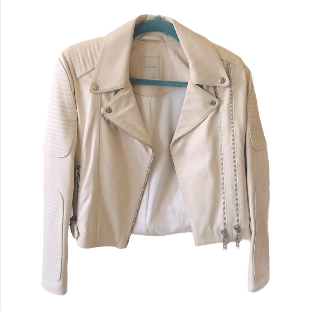 Michelle Mason Cream Lambskin Motorcycle Jacket